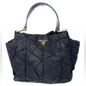 Prada Black Nylon Gaufre Quilted Tessuto Shoulder Bag